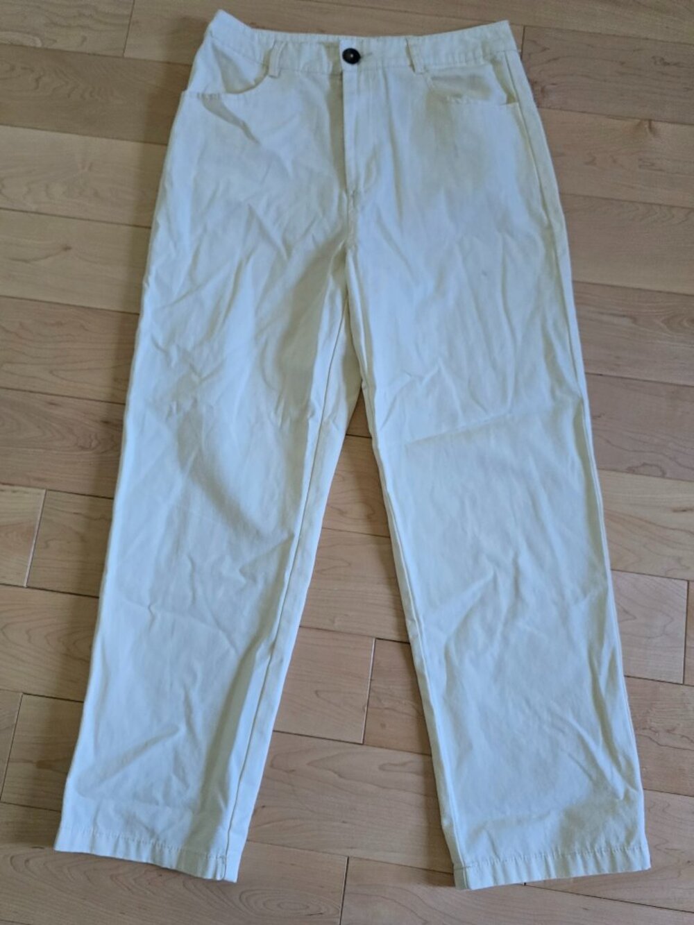 Forever 21 Cream Off-White High Waist Cotton Pants Trousers Size M